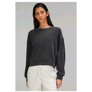 Lululemon Perfectly Oversized Cropped Crew Softstreme Sweatshirt Womens 16 Gray